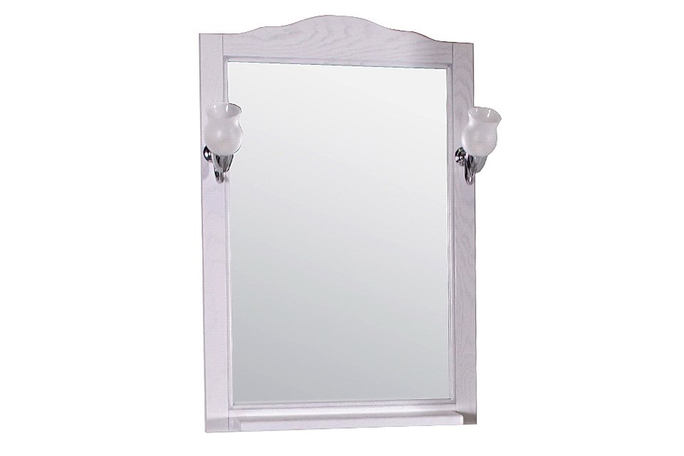 Зеркало Белый Патина Серебро 60 со светильниками